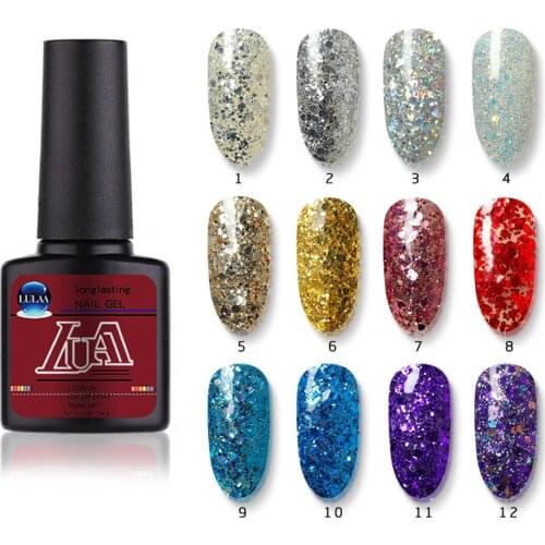 Shining Glitter UV Gel Nail Polish Sequins Varnish Manicure DIY Nail Art Gel Lacquer SK88