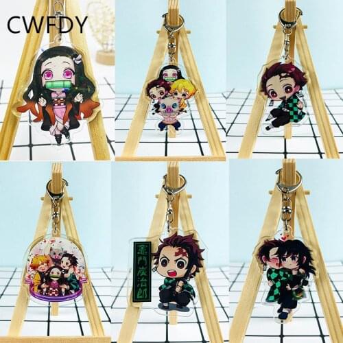 Arcylic Keychain For Kids Demon Slayer Keychain Brinco Blade Of Ghost Key Ring Funny Kamado Tanjirou Kimetsu No Yaiba Chaveio