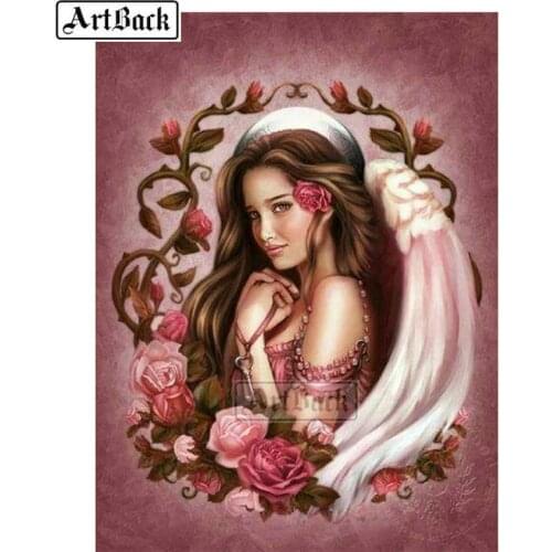 Full square / round 5d diamond painting girl flower icon rhinestone diy 3d diamond embroidery rose diamond mosaic crafts