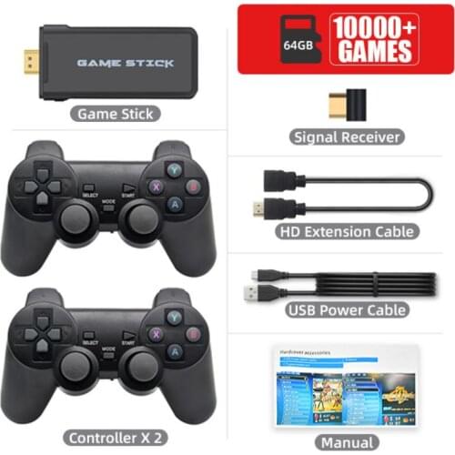 4K Games USB Wireless Console 10000 Classic Game Stick Video Game Console 8 Bit Mini Retro Controller Output Dual Player