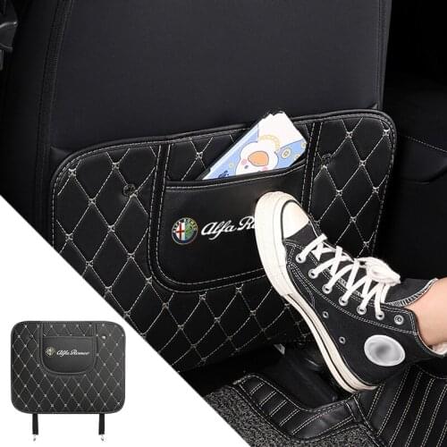 Car Seat Back Leather Protector Mat Anti Kick Pad Accessories For Alfa Romeo 159 Giulietta 147 Mito Giulia 156 166 GT Stelvio