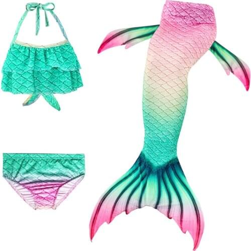 Girls Little Mermaid Tail Swimming Cosplay Costume Beach Bikini Suit Mermaid Swimsuit Kids Swimmable Clothing
