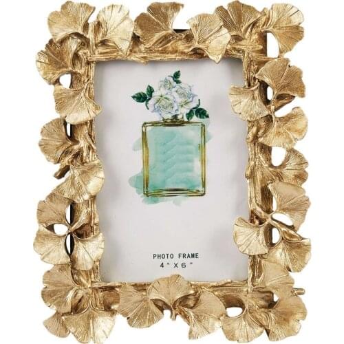 Hot Resin Retro Frame Golden Ginkgo Leaf Photo Frame Home Decorations