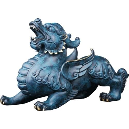 Copper Pixiu Ornaments Pure Copper Lucky Piqiu Father And Mother Living Room Entrance Gathering Wealth Decor Home Decoration