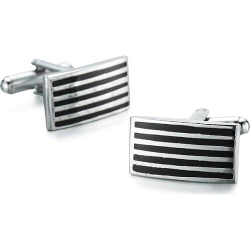 Fashion luxury brand mens shirts Cufflinks Black enamel striped Cufflinks 1 double Wedding gifts for men