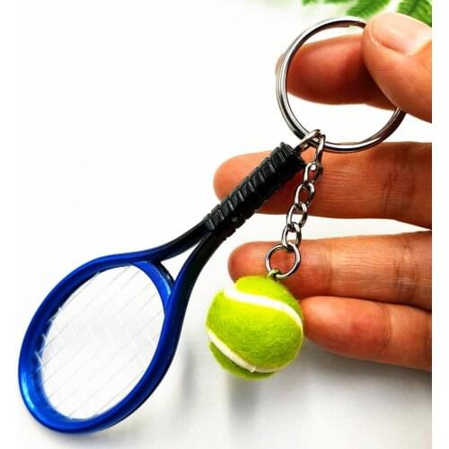 Racket Pendant Keychain Keyrings Mini Tennis Ball Shape Keyring Sports Equiment Theme Key Chain Souvenir Cute Car Key Rings