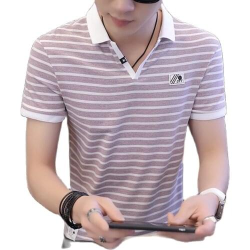 Polos，Mens Polo，Pole Shirts，Summer Men, Short Sleeved POLO Shirt, Square Collar, Button Decoration, Pullover, Color Combination