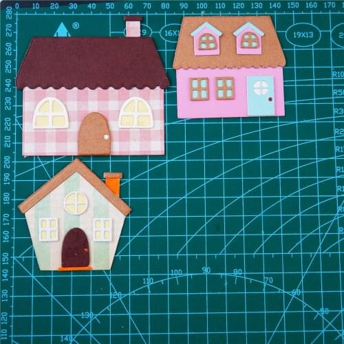 3pcs House Building Metal Cutting Dies For Scrapbooking Stencils DIY Paper Album Cards Decor Making Embossing 2021 New Template