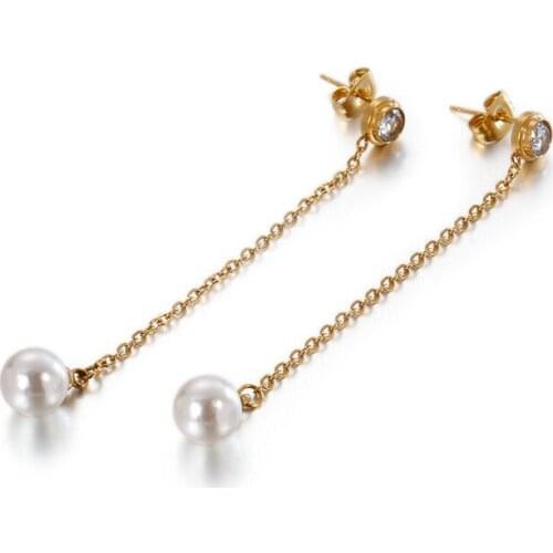 Korean fashion simple long earrings shell pearl long tassel temperament