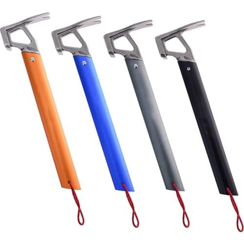 Aluminum Alloy Handle Climbing Hammer Outdoor Camping Tent Pegs Ground Nail Hammer Nail Puller Remover Survival Safety Tools