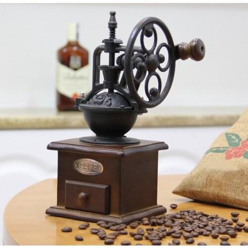 Manual Coffee Grinder Vintage Style Wooden Coffee Bean Mill Grinding Ferris Wheel Design Hand Coffee Maker Machine