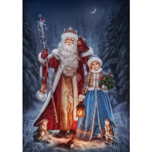 Santa Claus with Girl Cross Stitch Kits people Needlework Sewing Embroidery Crafts 14ct Unprinted DIY Arts Handmade Home Decor