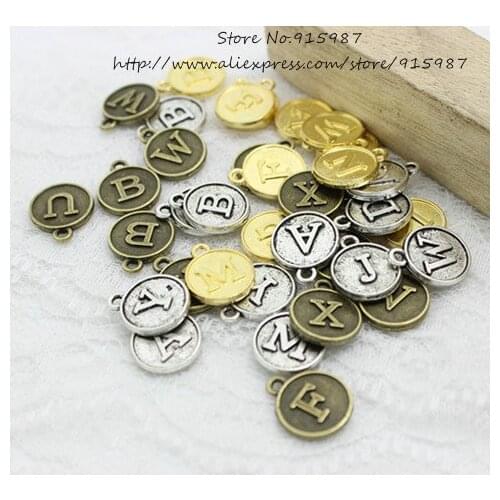 Sweet Bell 78pcs/lot Three Colors round Alphabet A-Z Letter Tag Charms 12.5*15mmFor Jewelry Making Wholesale D0739