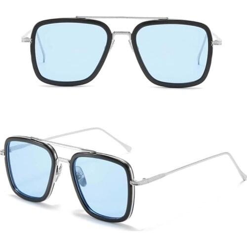 Fashion Sunglasses lentes de Iron Man Vintage Retro Square Metal Frame Sun Glasses for Men Women glasses 2021