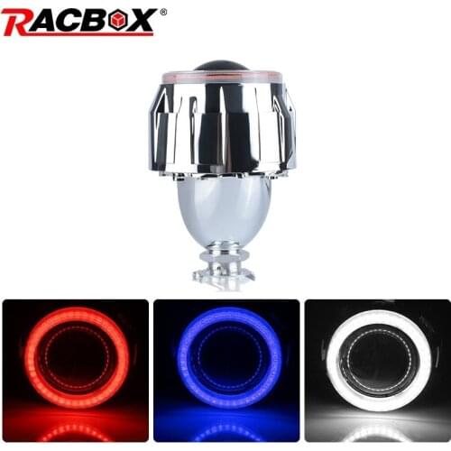 Led Angel Eyes Lens 2.5 Inch Bi-Xenon Projector Lenses With White Red Blue Halo Retrofit H4 H7 Car Headlamp Assembly Accessories