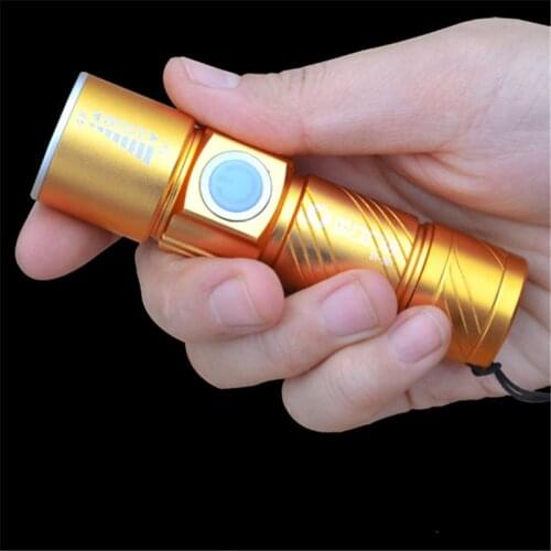LED Flashlight USB lampe torche militaire camping telescopic baton zoom mini 18650 rechargeable battery Flash light