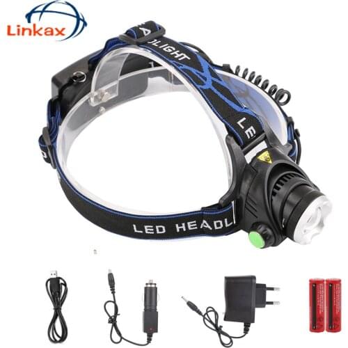 LED ultra bright Headlamp T6 Zoom 18650 waterproof Headlight XM-L T6 lights rechargeable Zoomable Head lamp light