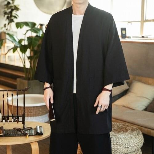 Japanese Kimono Traditional Asian Clothes Kimono Cardigan Men Samurai Costume Kimonos Haori Karate Kimono Shirt Men