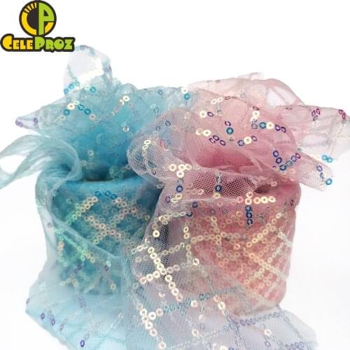 6Cm Iridescent Sequin Tulle Ribbon Shinny Confetti Tulle Mesh Fabric Strips DIY Hair Ornament Tutu Poms Sewing Crafts Supplies