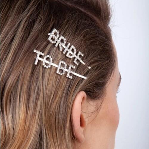 2Pcs/Set BRIDE TO BE TEXT ME Crystal Rhinestone Letter Hair Clips Barrettes Hairgrip Jewelry for Women Girls Hairpin Headwear