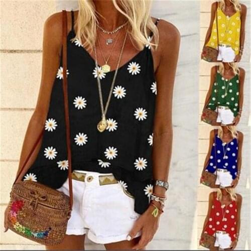 2020 Summer Daisy Print Blouses Shirt Women Spring Backless Sleeveless Boho Blouse Plus Size Sexy V Neck Beach Straps Tops Blusa