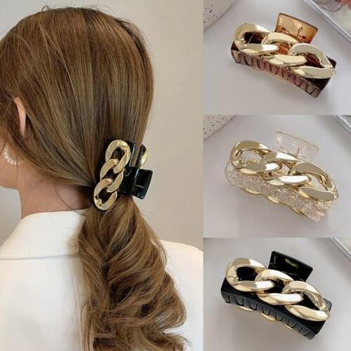 Fashion Chain Claw Clips Hair Clip Crab Acrylic Hairpins Barrette Headwear for Women Girls Fashion Hair Accessories Gift