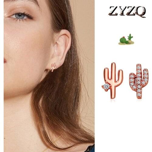 ZYZQ Korean Exquisite Cactus Brincos For Women Cute Asymmetric Earrings Birthday Gift Jewelry Accessories 2021