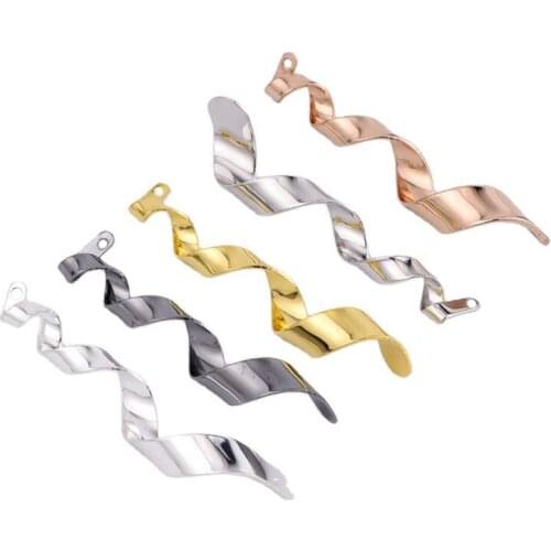 0.4*39mm Plating Multicolor One Hole Spiral Curved Flat Wire Copper Bar Earrings Necklace Pendant DIY Bracelet Components
