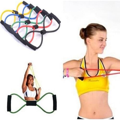 1Pcs Men Women Rubber 8 Word Chest Developer Yoga Sliming Health Care Resistance Bands Fitness Equipment Five Colors