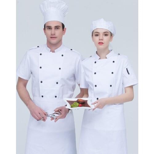 2018 Spring/Summer Short Sleeve White Chef Jacket Men and Women Cake Shop Work Coat High Quality Hotel Chefs Uniform Wholesales