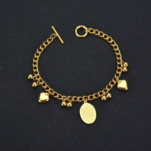 316L Stainless Steel OT Shape Buckle Heart Oval pendant Charm Thick Chain Bracelets For Women Fashion Trend Fine Jewelry Gift