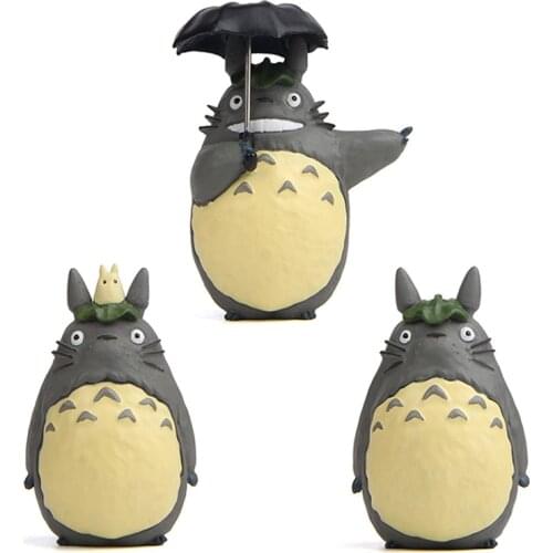 Anime Cartoon Totoros Action Figure with Umbrella Leaf My Neighbor Landscape Dolls Figurines Decoration Model Toys for Kids Gift