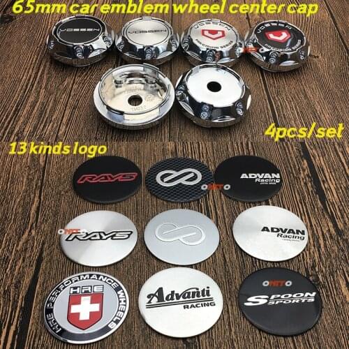Car Styling 4PCS/SET Wheels Center Cap Covers Rim Hubcap 65mm 6.5cm for Vossen VOLK ADVAN Enkei HRE SPOON RAYS Advanti logo