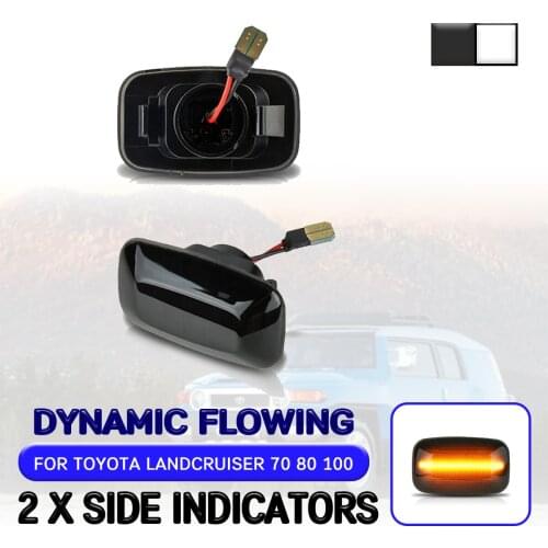 Car LED Dynamic Side Marker Light For Toyota Landcruiser 70 80 100 Series 1998-2007 Flowing Turn Signal Light Lamp