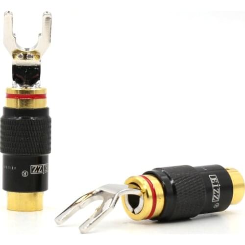 Free shipping 4pcs Banana Plug Speaker Cable Y Plug Spade Rhodium Plated Fork Connectors