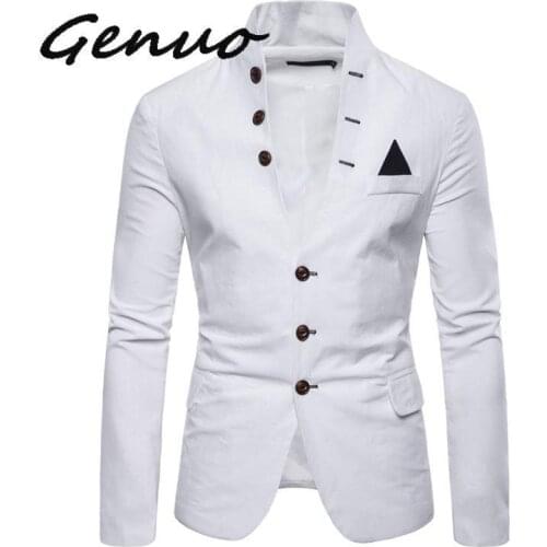 Genuo New Arrival 2020 Luxury Men Blazer New Fashion Brand High Quality Cotton Blends Slim Fit Men Suit Terno Blazers Men
