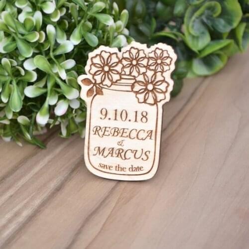 Flower Mason jar save the date magnets, Wedding Fridge Magnets Save the Date ,Rust Wooden Magnets