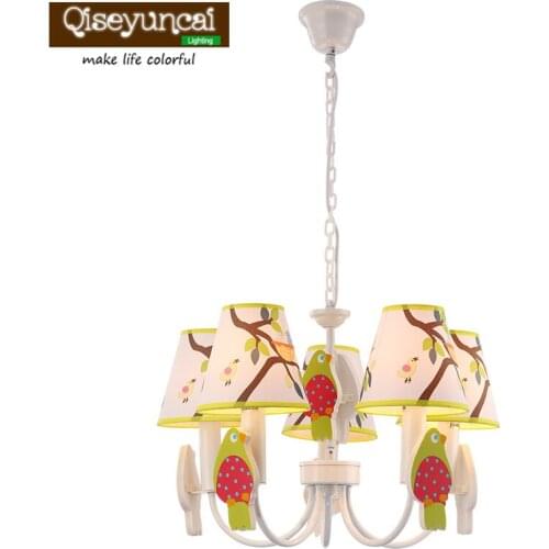 Qiseyuncai Rural style childrens room wrought iron led chandeliers boy study cute creative Mediterranean warm lighting