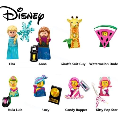 Disney Blocks Mickey Minnie Building Blocks Frozen Princess Elsa Anna Action Figures Bricks Assemble DIY Toys For Girls Gifts