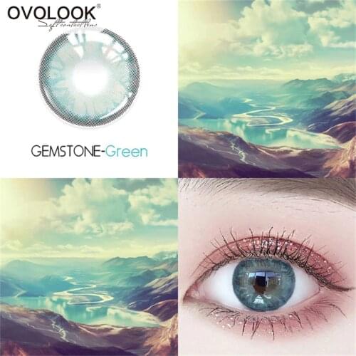 OVOLOOK-2pcs/pair Lenses Natural Beauty Contact Lenses Multicolored Color Gem Series Beautiful Contact Lenses Pupil (Dia:14mm)