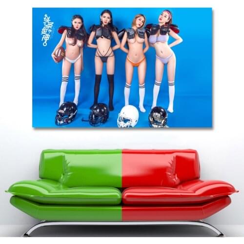 Football Babe model asian Sexy Girl Wall Art Posters and Prints Canvas Art Paintings wall pictures for living room Decor