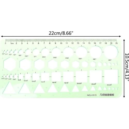Geometric Plastic Circles Squares Hexagons Triangle Template Ruler Drawing Tool L4MD
