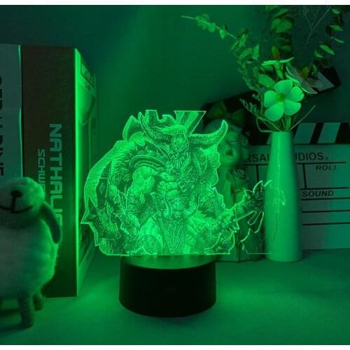 Game Diablo 3 Figurine Barbarian LED Color Changing Nightlight 3D Illusion Desk Lamp for Gaming Room Decor Cool Gift for Friends