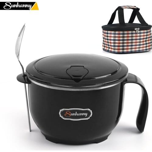 Sunhanny Lunch Box Portable Stainless Steel Bowl for Instant Noodles Rice Bowl with Lid,Household Food Container with Utensils