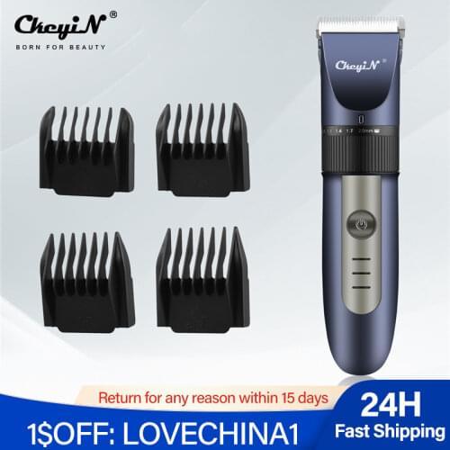 Ceramic Blade Electric Hair Clipper Professional Low Noise Hair Trimmer Wireless Barber Shop Men Kids Haircut Kit 4 Limit Combs
