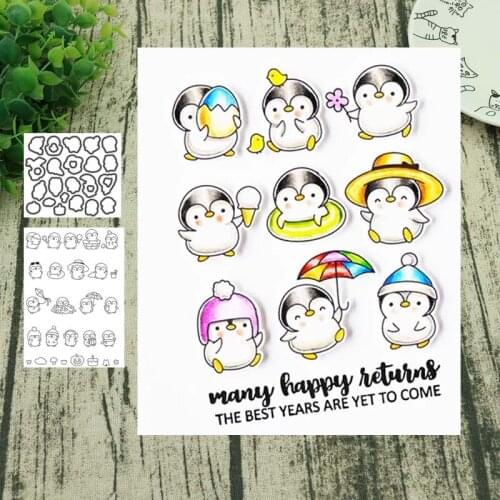 Penguin Metal Cutting Dies and clear stamps Stencils for DIY Scrapbook Photo Album Paper Card Decorative