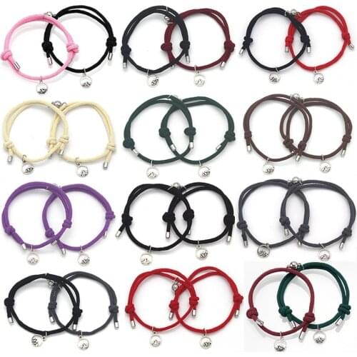 2pcs Fashion Magnet Attract Lover Couple Bracelet Gift For Men Women Best Friend Rope Charm Bracelets Personality Jewelry