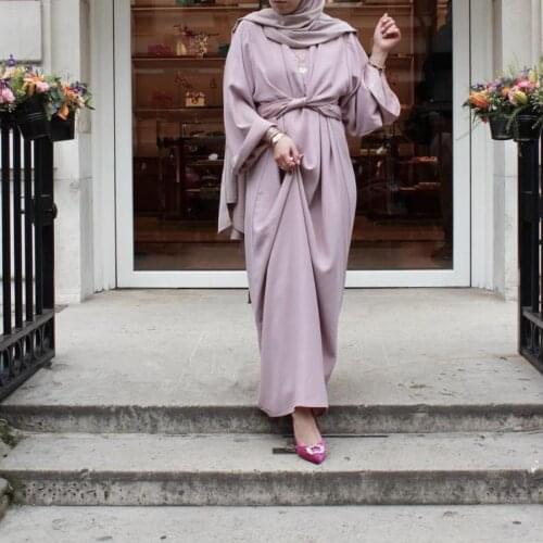 Fashion Muslimah Robe Musulmane Turkish Dubai fashion Silky Muslim kaftan Robe full length Worship Service woman abaya turkey