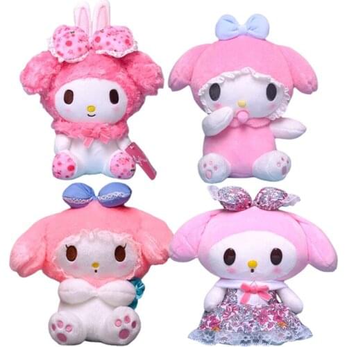 Cartoon Plush Toys Bowknot Rabbit Ears My Melody Anime Kawaii Cute Soft Plushie Stuffed Animals Boutique Doll Girl Gift Toy 20cm