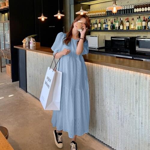 WTIANYUW 2021 New Plus Size Summer Lace Chiffon Loose Short-Sleeved O Neck Mid-Calf Casual Solid Women Dress
